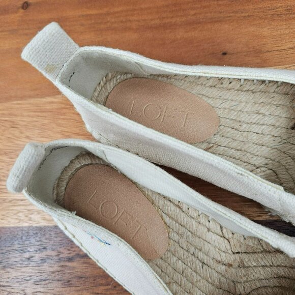 LOFT Espadrilles Shoes 7.5 M Natural Floral Leaf Embroidered Comfort Casual Boho - Picture 3 of 16